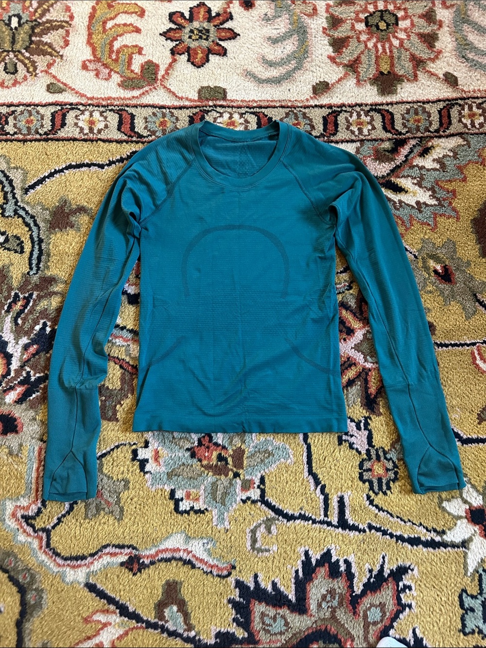 Lululemon Green (teal?) Long Sleeve Swiftly Top